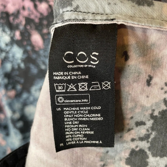 COS Women's Paint Splatter Dress Black/Blue/Purple Long Sleeve W/ Pockets Size 4 - Picture 5 of 5